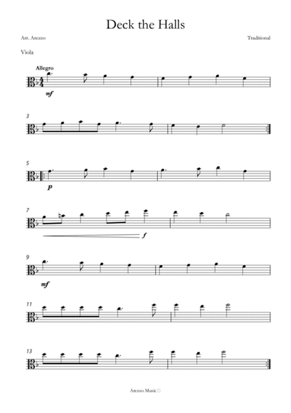 deck the halls for Viola and Cello sheet music image number null
