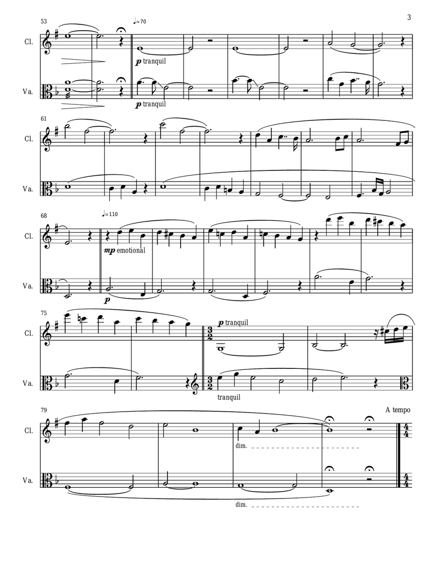 Tranquil Awakening Clarinet scores gallery preview page 3