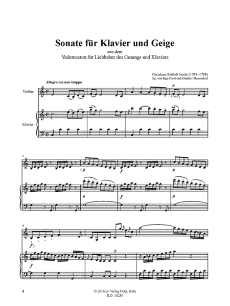 Sonate Nr. 7 für Violine und Klavier C-Dur "Vademecum-Sonate" (aus: Vademecum für Liebhaber des Gesangs und Klaviers)
