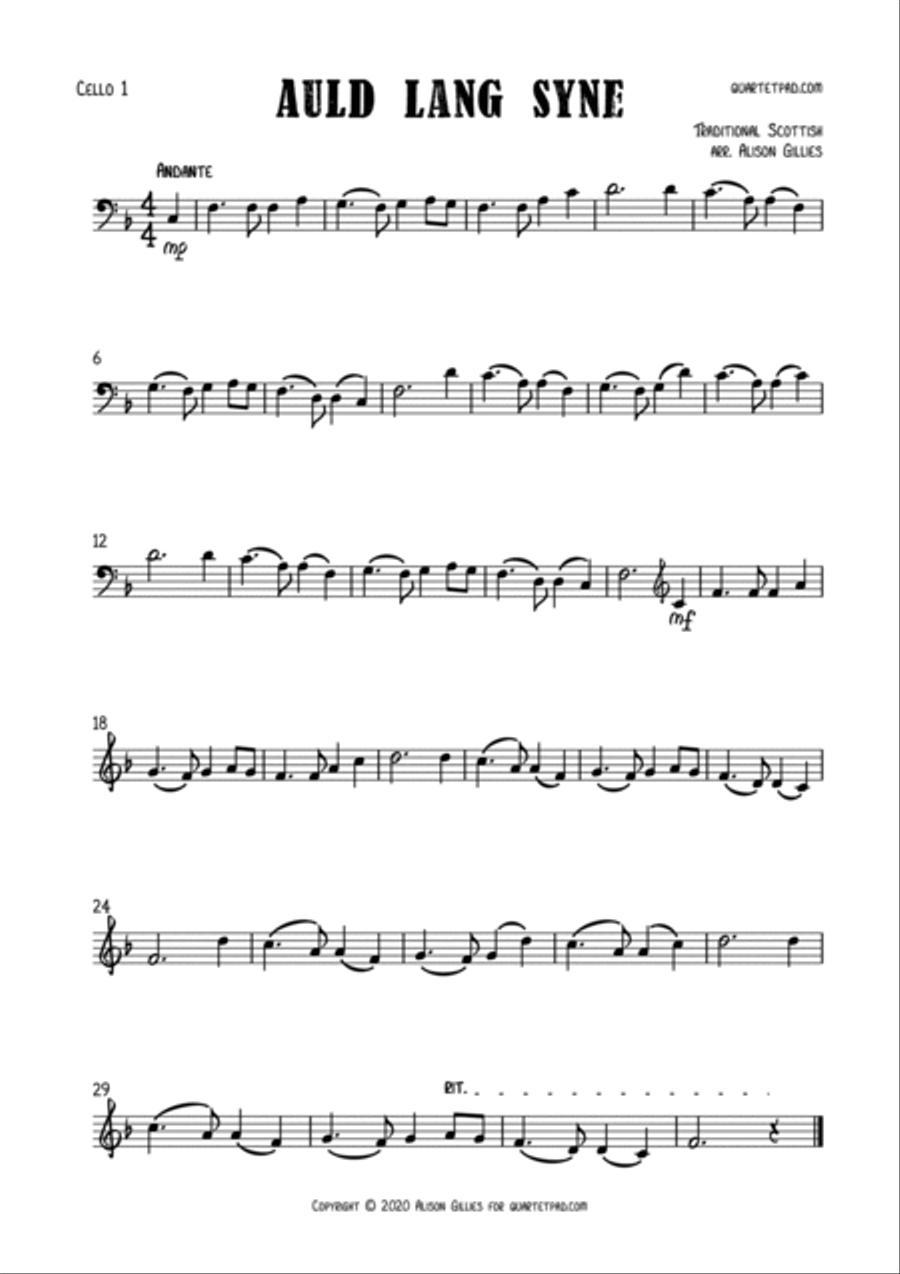 Auld Lang Syne - Cello Duet String Duet scores gallery preview page 2