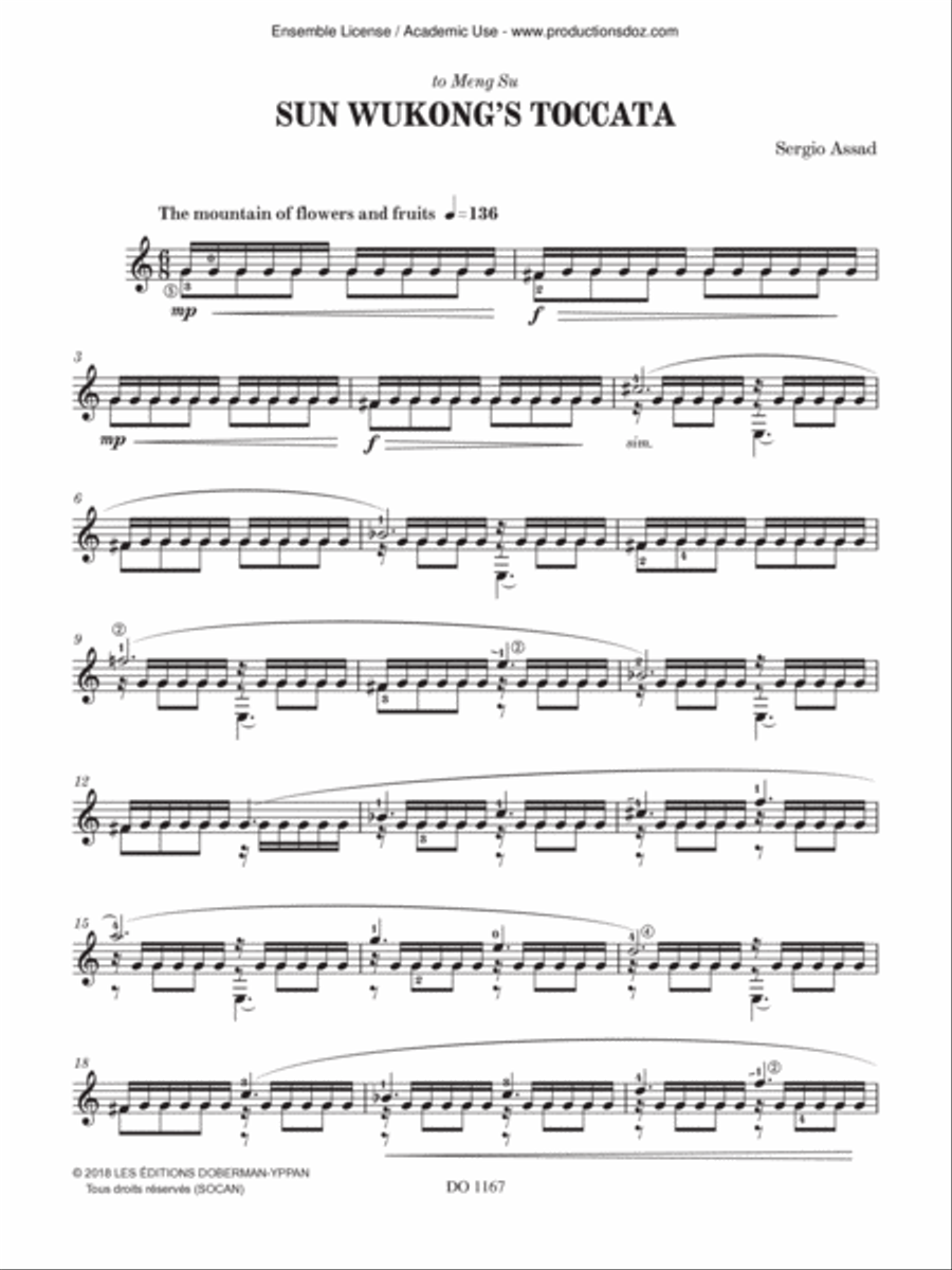 Sun Wukong's Toccata Classical Guitar scores gallery preview page 2