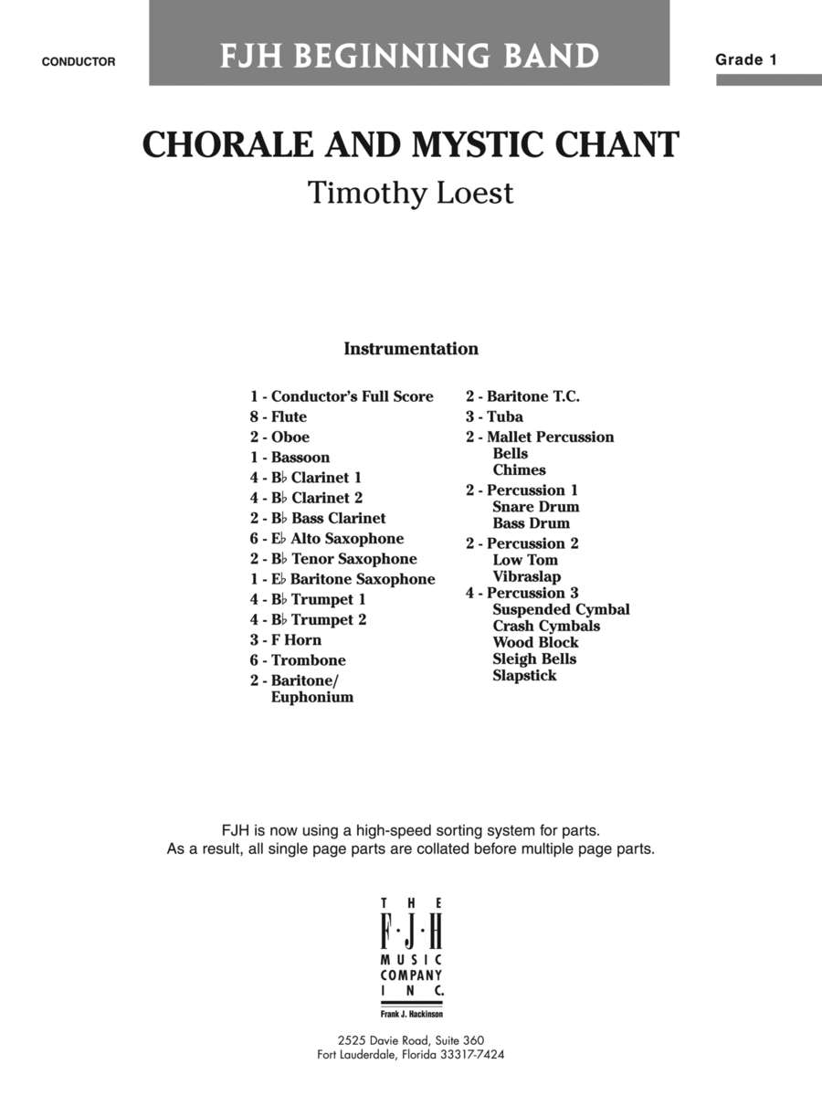 Chorale and Mystic Chant: Score Concert Band scores gallery preview page 1