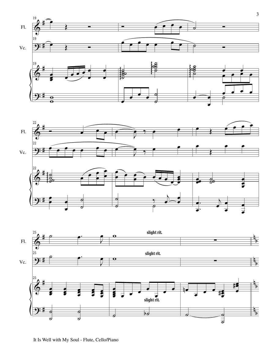 IT IS WELL WITH MY SOUL (Trio for Flute Cello and Piano with Parts) Small Ensemble scores gallery preview page 3