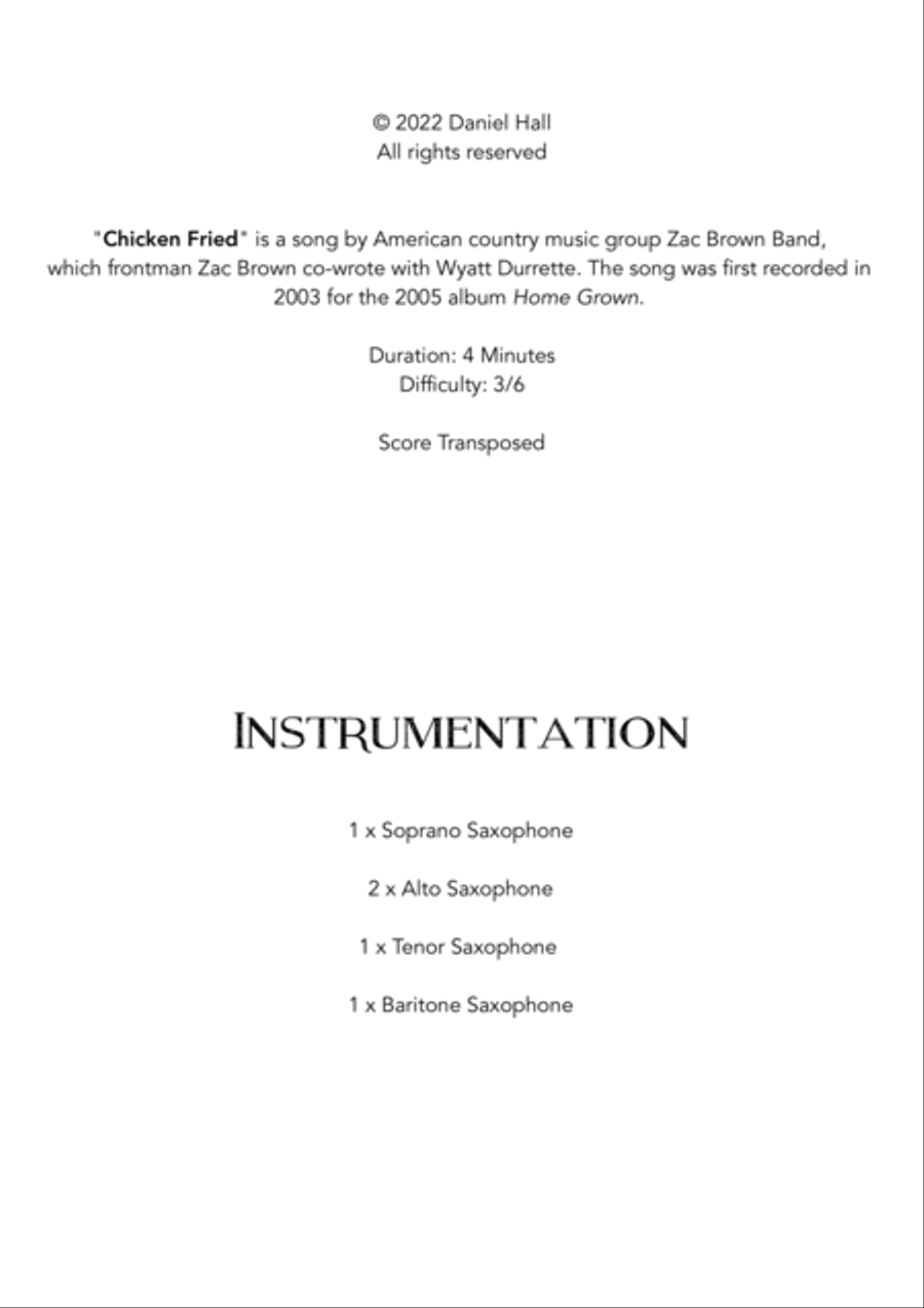 Chicken Fried Saxophone Quintet scores gallery preview page 3
