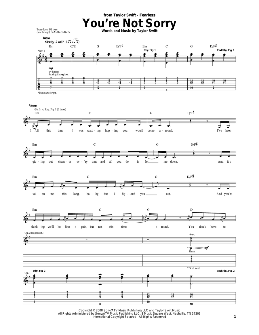 You're Not Sorry Acoustic Guitar scores gallery preview page 1