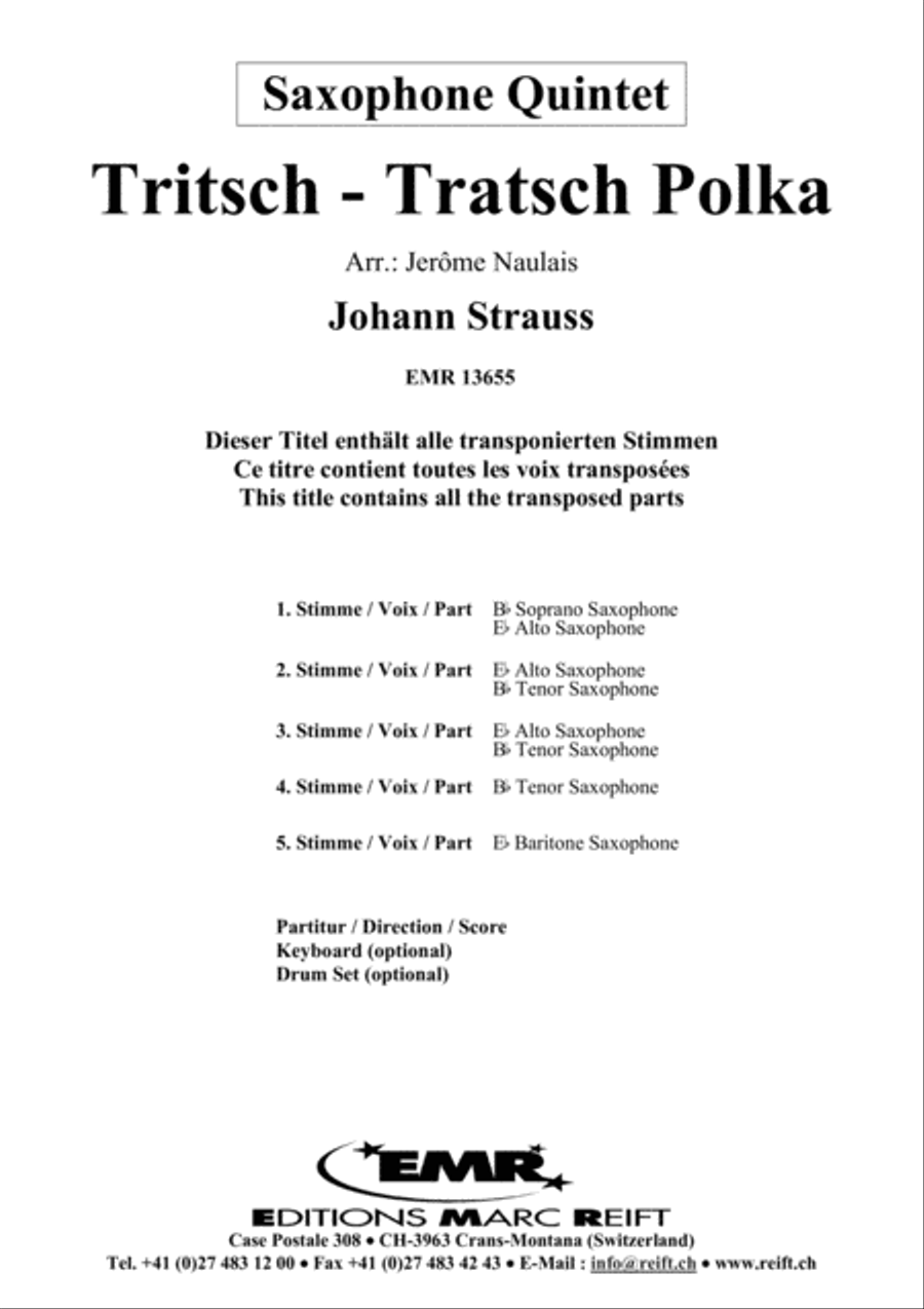 Tritsch-Tratsch Polka Saxophone Quintet scores gallery preview page 2