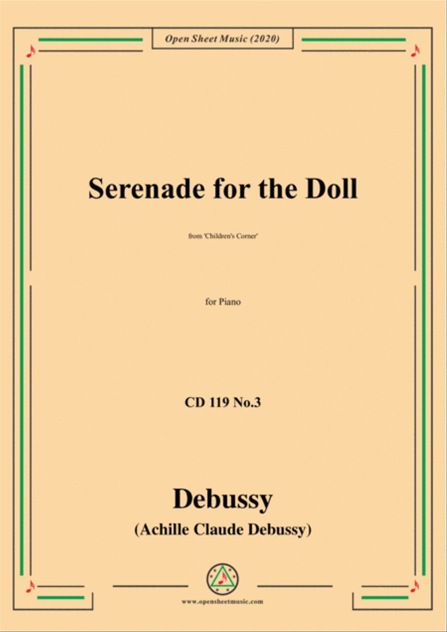 Debussy-Serenade for the Doll,CD 119 No.3(L.113 No.3),for Piano Piano Solo scores gallery preview page 1