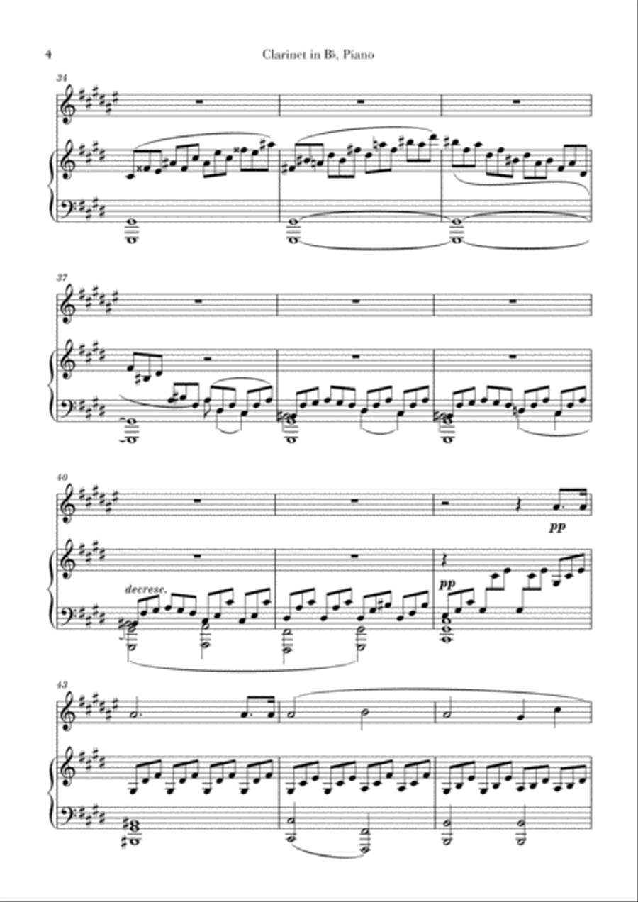Moonlight Sonata for Clarinet in Bb and Piano B-Flat Clarinet scores gallery preview page 4