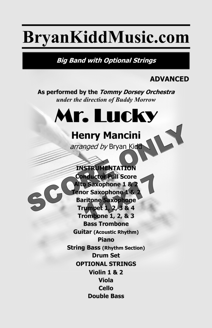 Mr. Lucky - Score Only Mr. Lucky - Score Only Jazz Ensemble scores gallery preview page 1