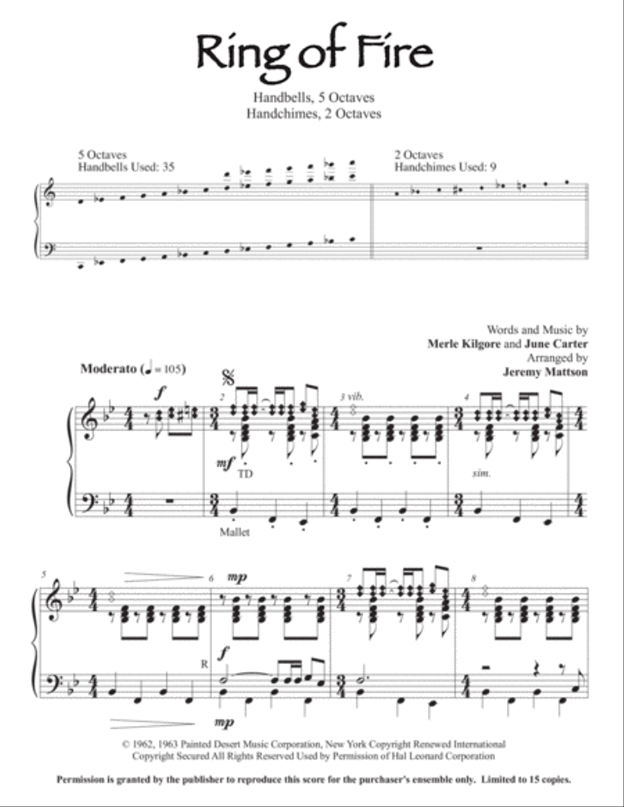 Ring Of Fire Handbell Choir scores gallery preview page 2