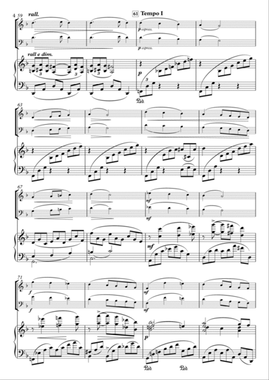 Miniatures, No.4 Romance H.88-1 for Flute, Clarinet & Piano Small Ensemble scores gallery preview page 4