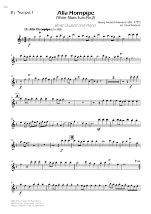 Alla Hornpipe by Handel - Brass Quartet and Piano (Individual Parts)