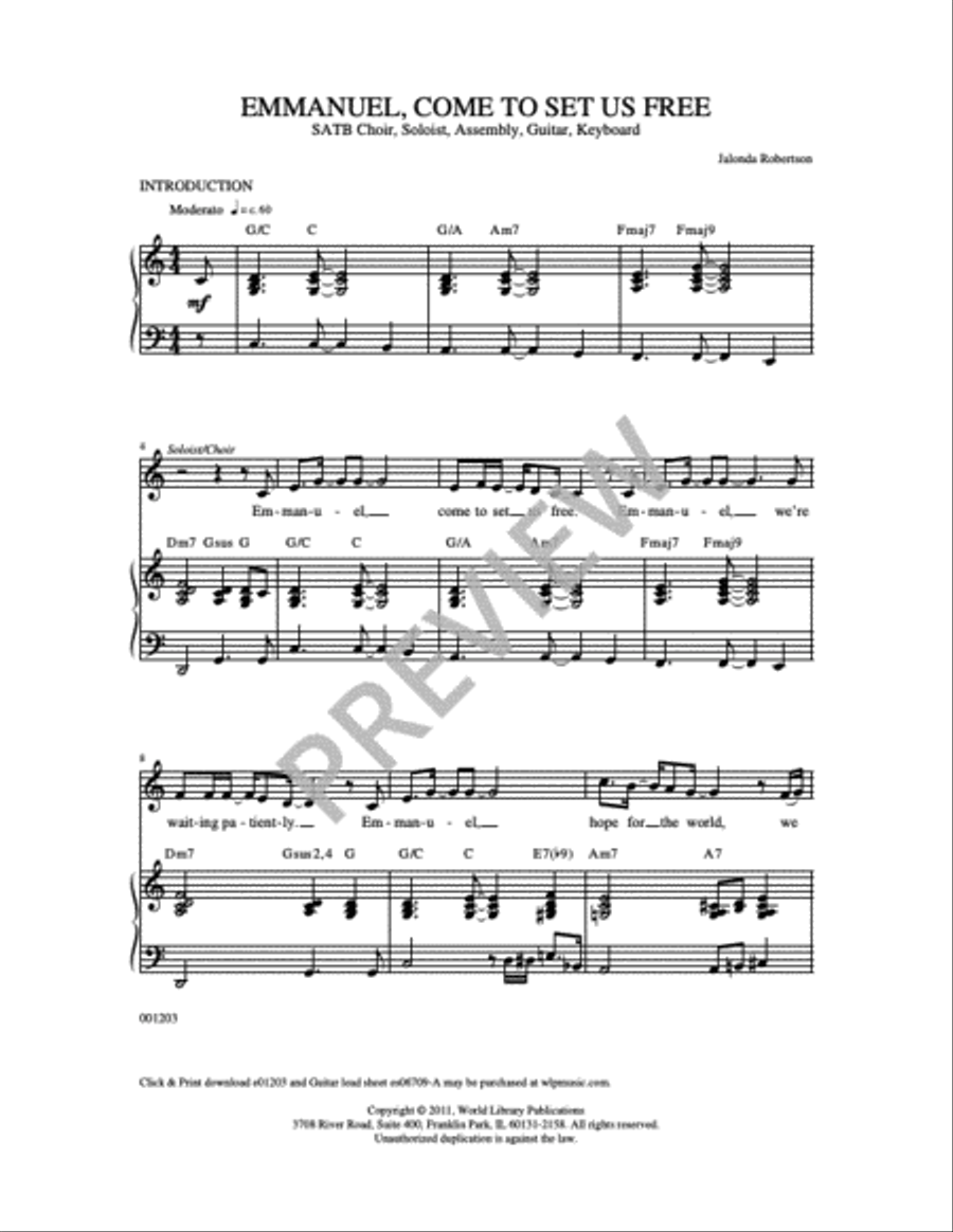 Emmanuel, Come to Set Us Free 4-Part scores gallery preview page 17