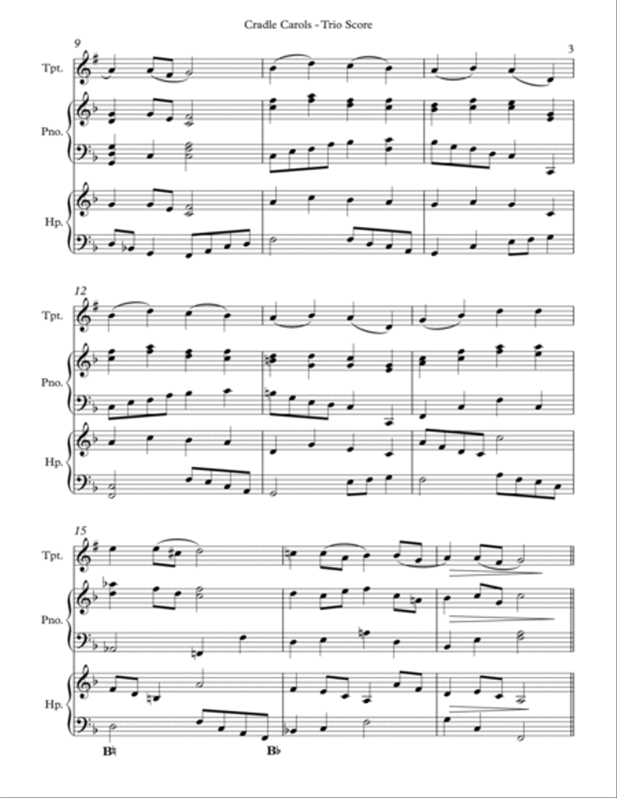 Cradle Carols, Trio for Bb Trumpet, Pedal Harp and Piano image number null