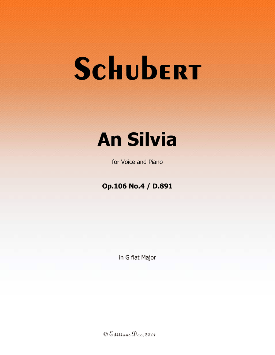 An Silvia, by Schubert, D.891, in G flat Major Voice scores gallery preview page 1