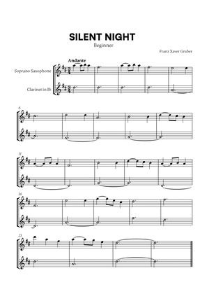 Franz Xaver Gruber - Silent Night (Beginner) (for Soprano Saxophone and Clarinet)