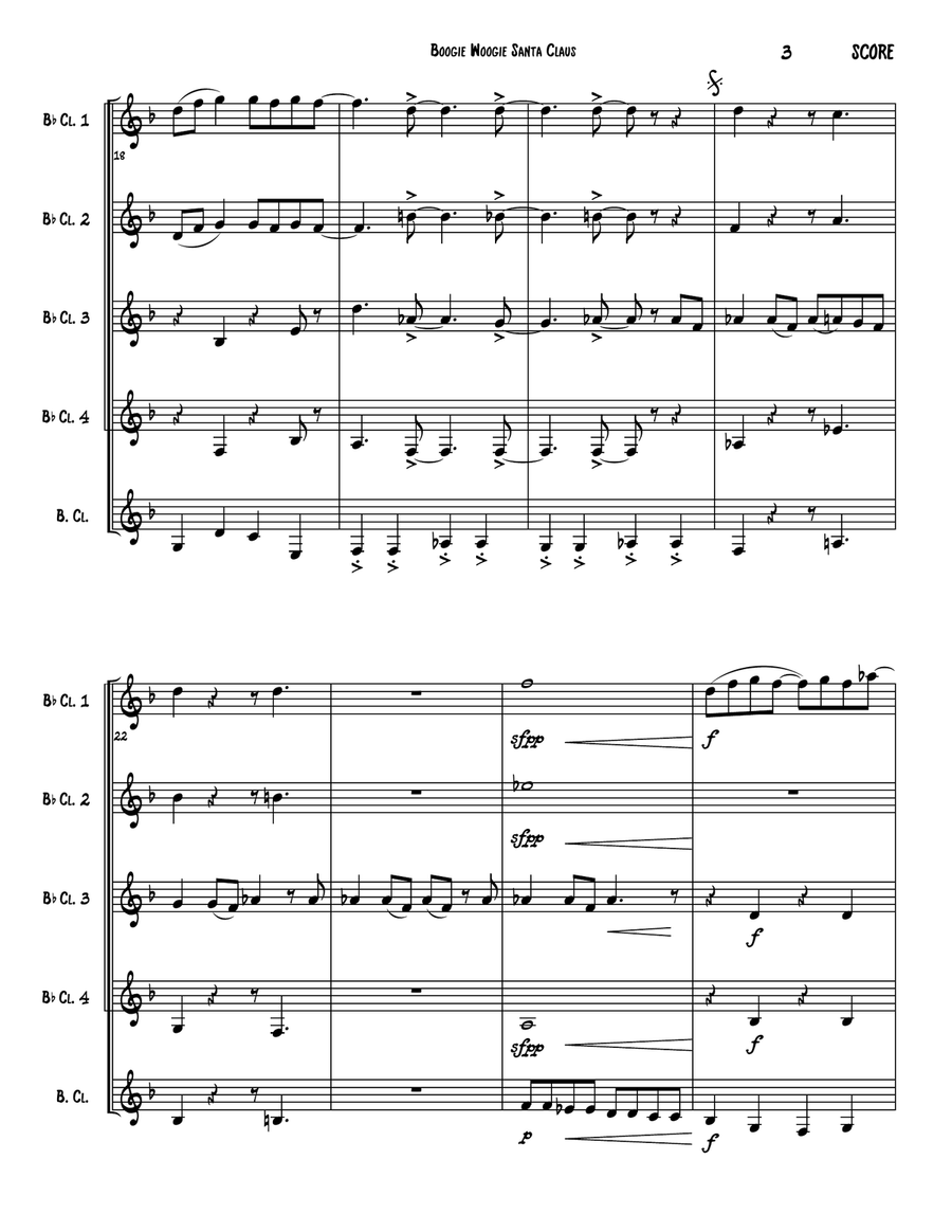 Boogie Woogie Santa Claus Woodwind Ensemble scores gallery preview page 4