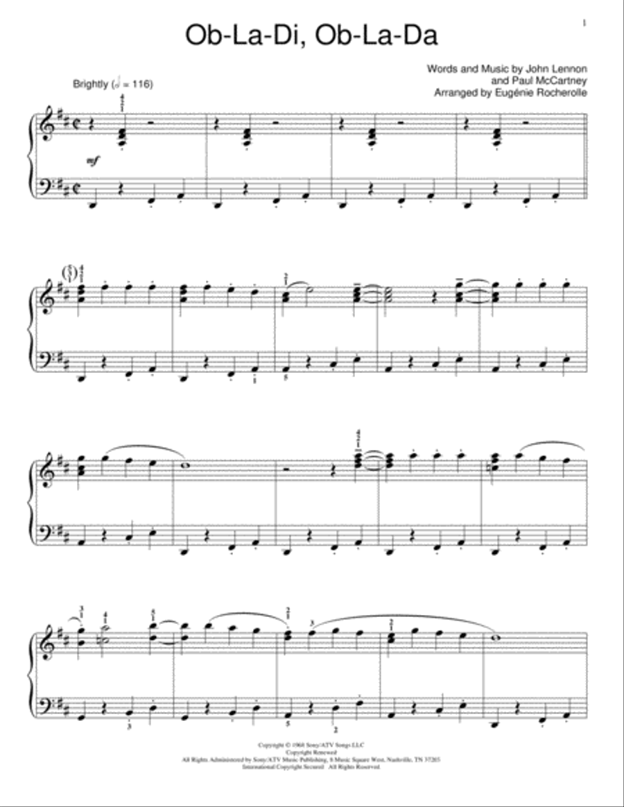 Ob-La-Di, Ob-La-Da Ob-La-Di, Ob-La-Da Piano Method scores gallery preview page 1