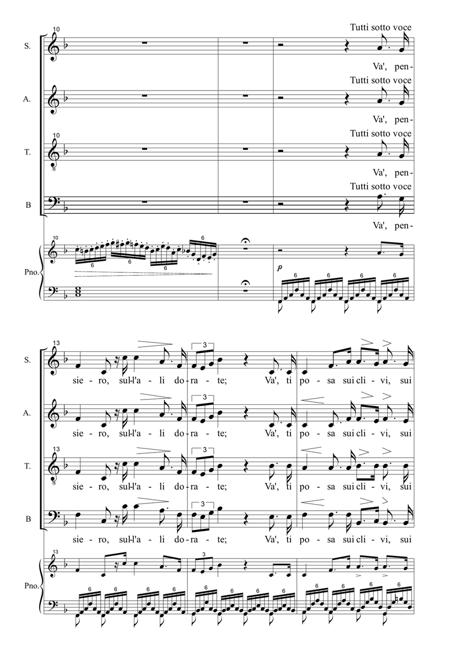VA' PENSIERO - Verdi - (From Nabucco) - Arr. for SATB Choir and Piano 4-Part scores gallery preview page 3