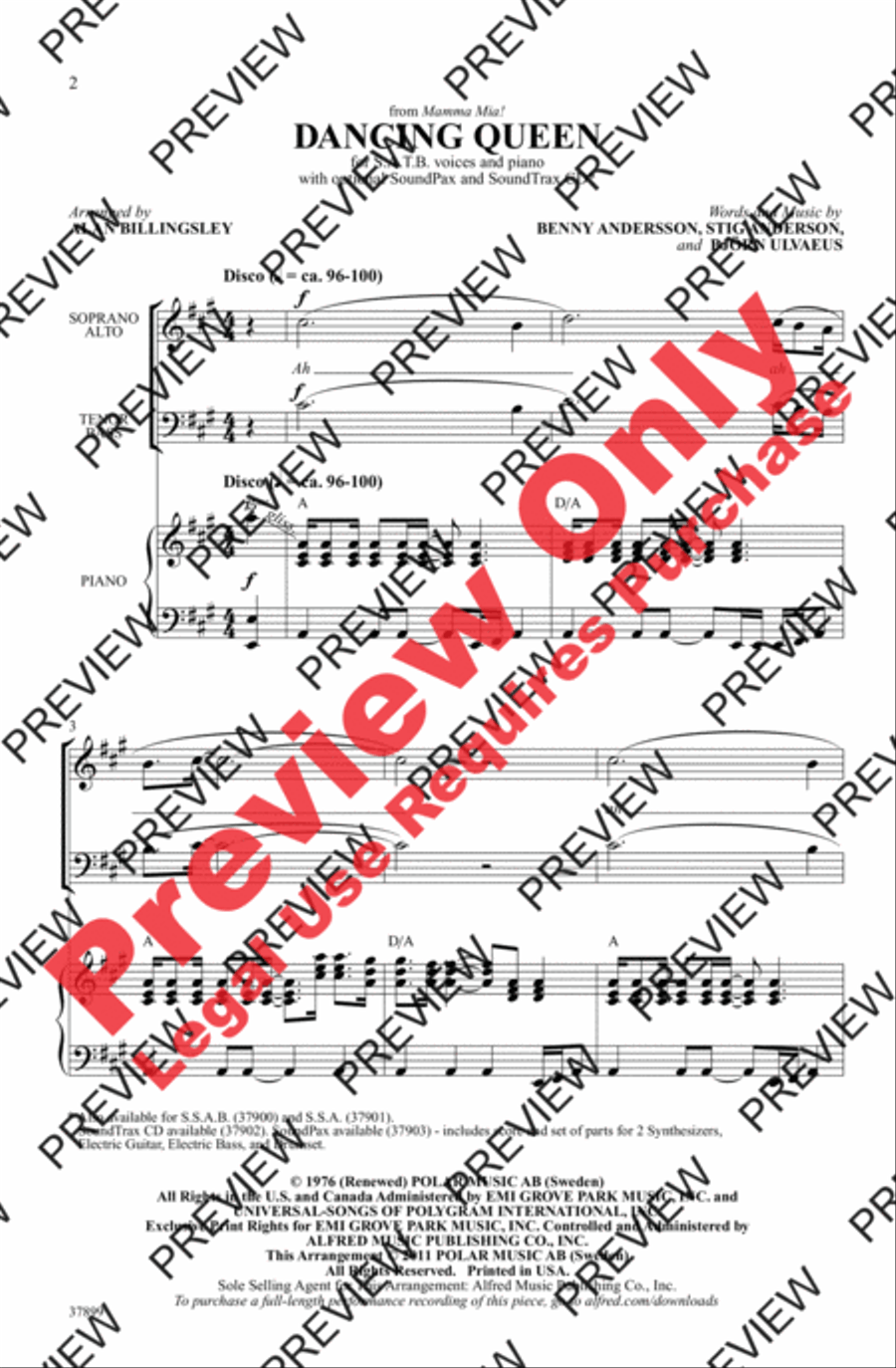 Dancing Queen 4-Part scores gallery preview page 2