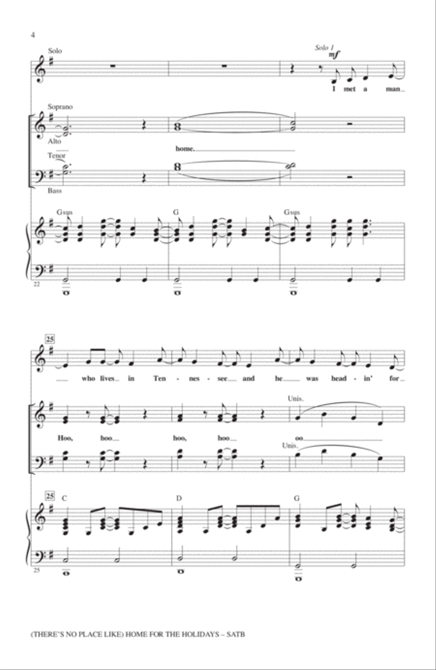 (There's No Place Like) Home For The Holidays 4-Part scores gallery preview page 3