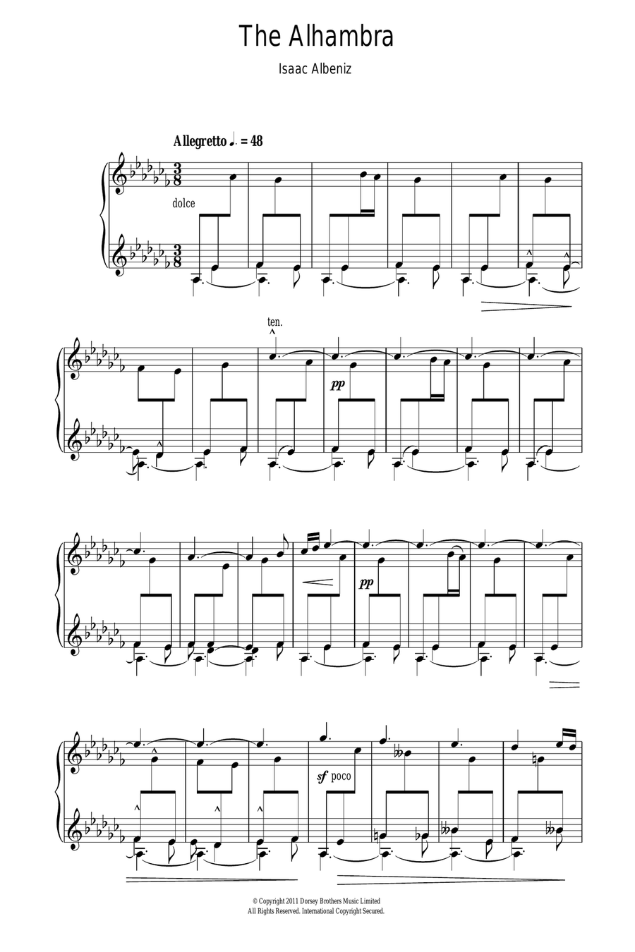 The Alhambra Piano Solo scores gallery preview page 1