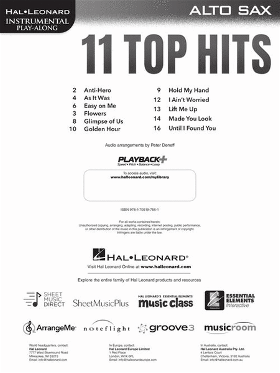 11 Top Hits for Alto Sax Alto Saxophone scores gallery preview page 3