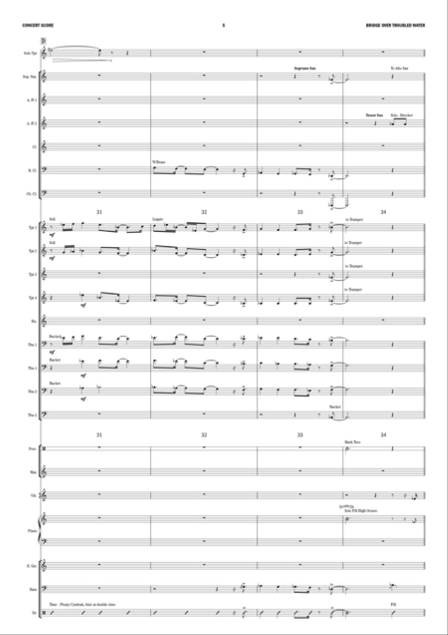 Bridge Over Troubled Water Jazz Ensemble scores gallery preview page 5