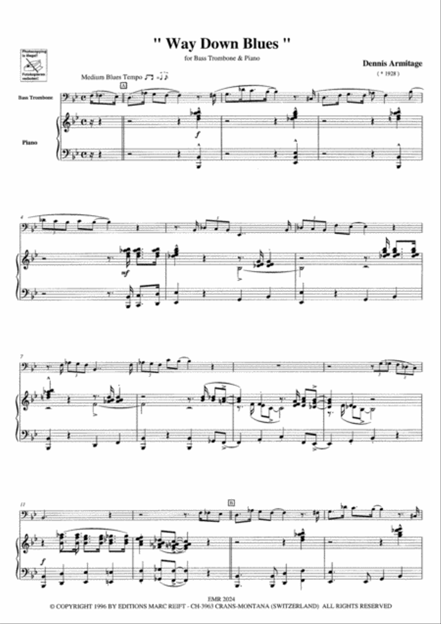Way Down Blues Way Down Blues Bass Trombone scores gallery preview page 4