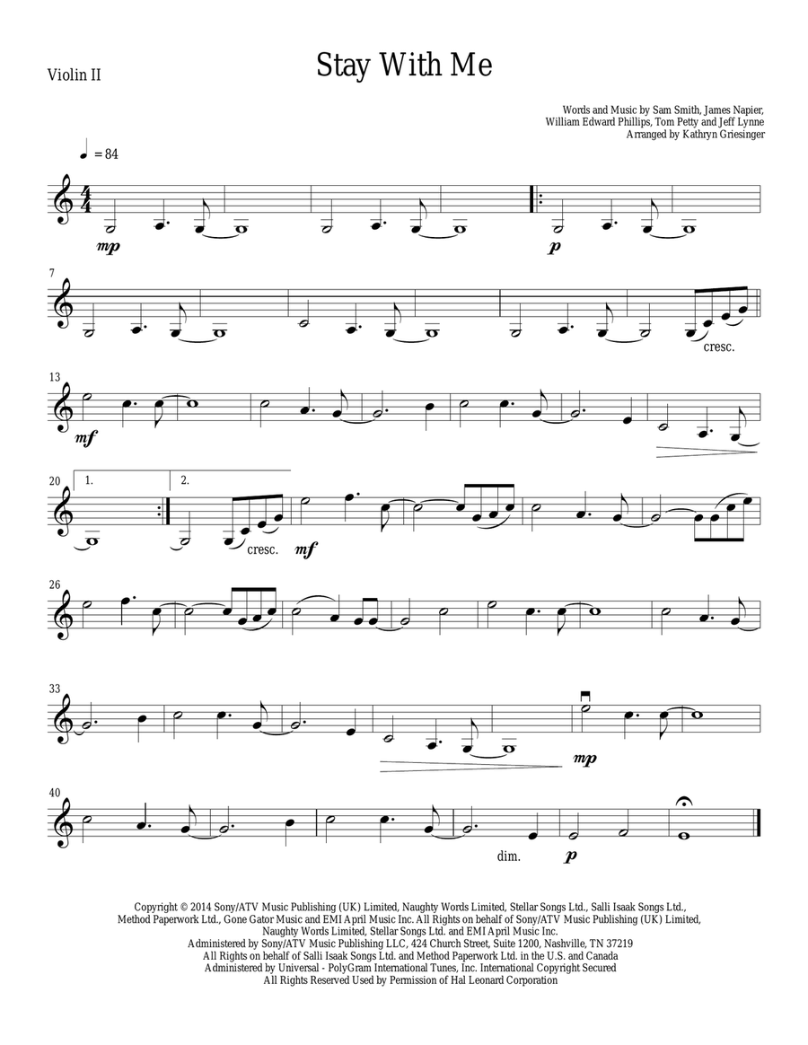 Stay With Me String Quartet scores gallery preview page 2