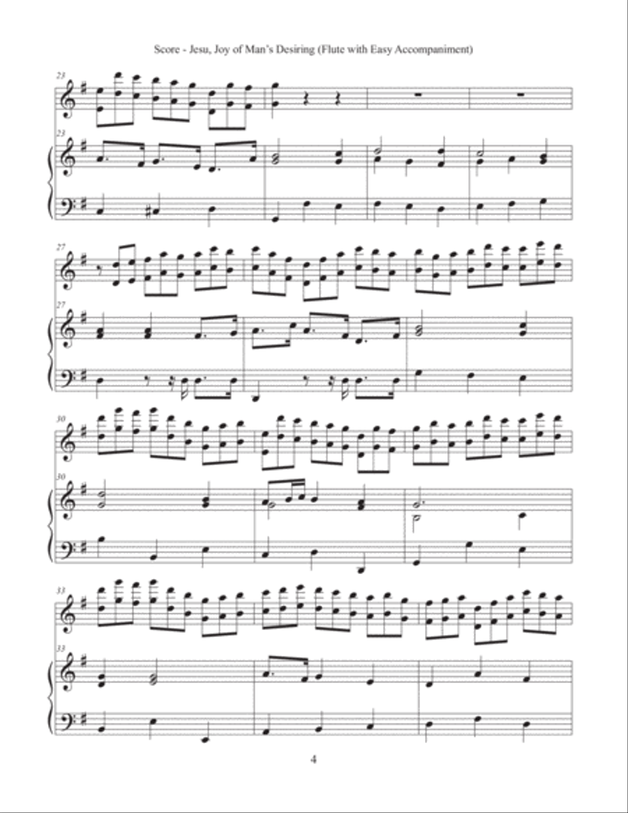 Jesu, Joy of Man’s Desiring (Flute with Easy Accompaniment) Flute Solo scores gallery preview page 4
