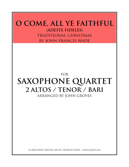 O Come, All Ye Faithful (Adeste Fideles) - Saxophone Quartet image number null