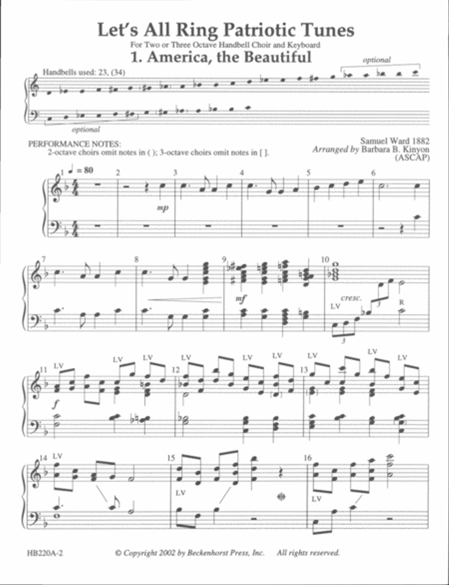 Let's All Ring Patriotic Tunes -handbell part Handbell Choir scores gallery preview page 2