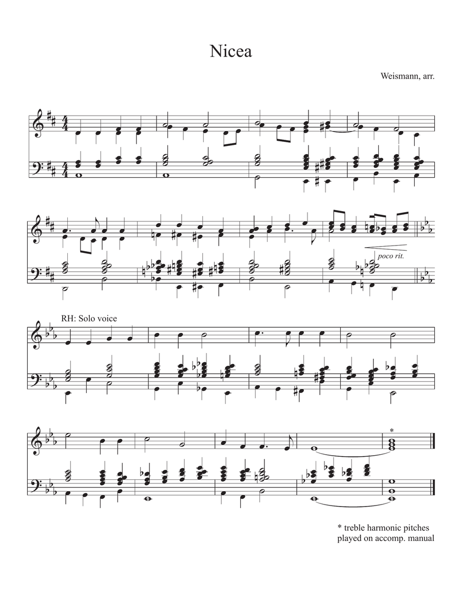 Nicea - Hymn Reharmonization Organ Solo scores gallery preview page 1