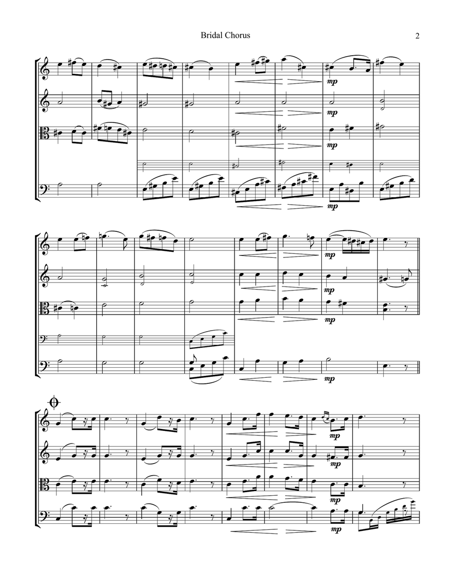 Bridal Chorus / Here Comes the Bride! for string quartet String Quartet scores gallery preview page 3