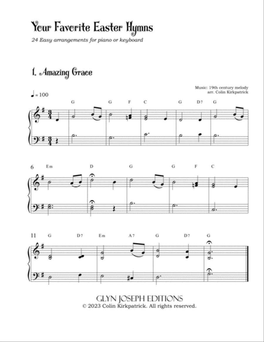 Your Favorite Easter Hymns: 24 easy arrangements for piano or keyboard Easy Piano scores gallery preview page 3