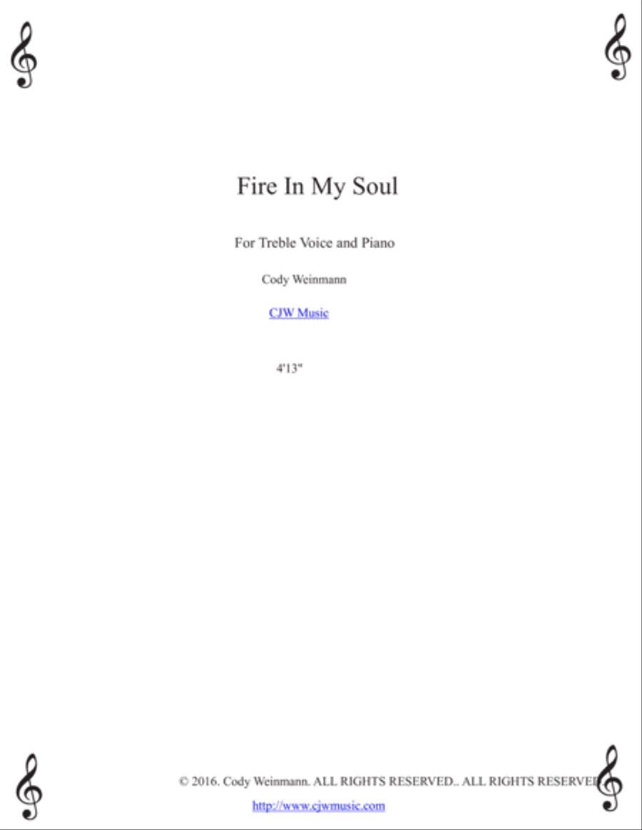 Fire In My Soul (Treble Voice, Piano) Voice scores gallery preview page 1