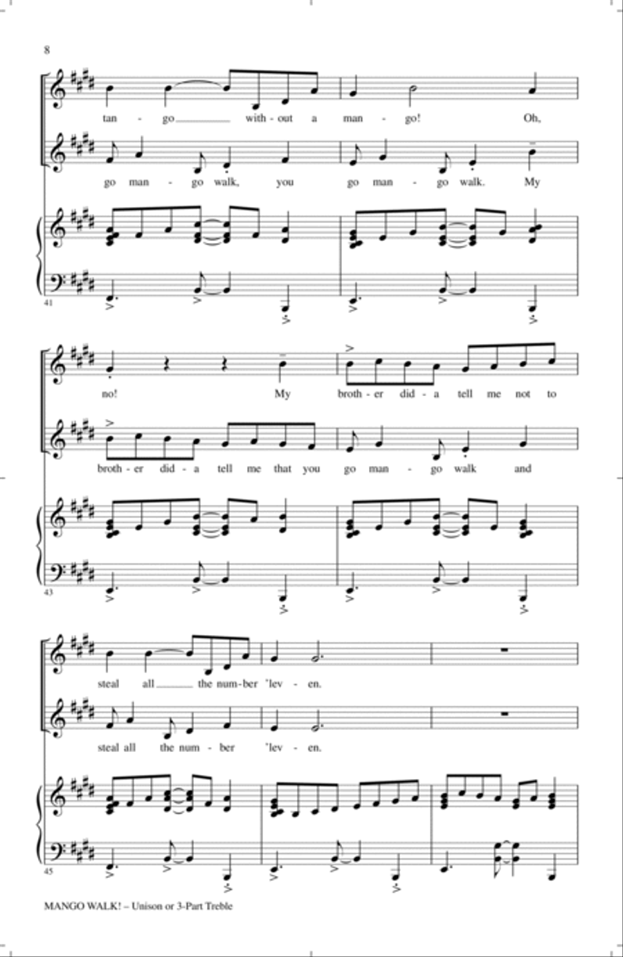 Mango Walk Mango Walk Unison Choir scores gallery preview page 6