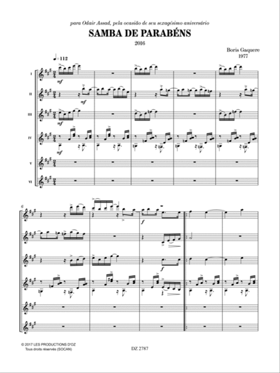 Samba de Parabéns Guitar Ensemble scores gallery preview page 3
