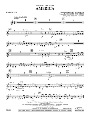 Book cover for America (from West Side Story) (arr. Vinson) - Bb Trumpet 2