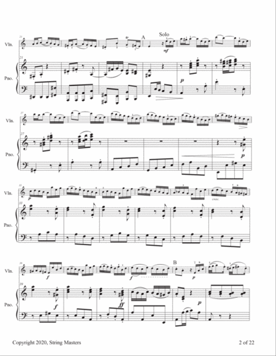 Bach, Concerto in A minor, BWV 1041, Violin & Piano Violin scores gallery preview page 2