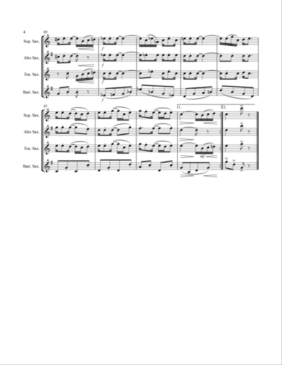 Joplin - “Pineapple Rag” (for Saxophone Quartet SATB) Saxophone Quartet scores gallery preview page 5