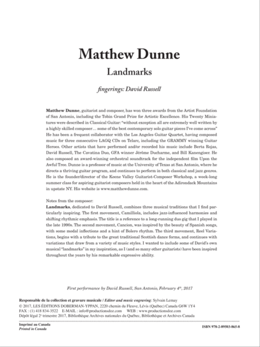 Landmarks Classical Guitar scores gallery preview page 1