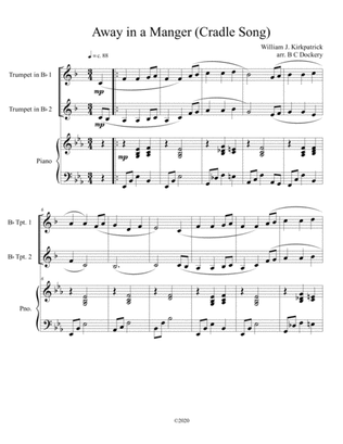 Away in a Manger (Cradle Song) for trumpet duet with piano accompaniment