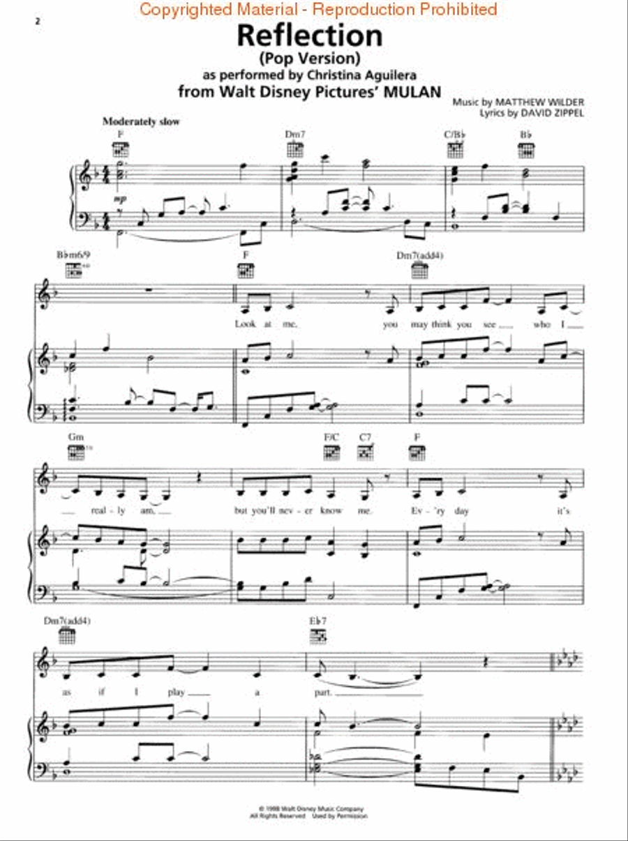 Reflection Piano, Vocal, Guitar scores gallery preview page 2