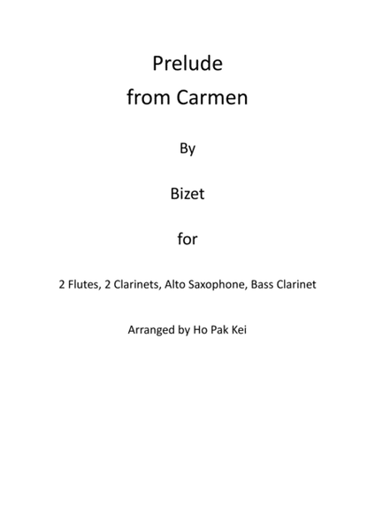 Prelude from Carmen for flutes, clarinets and saxophone image number null