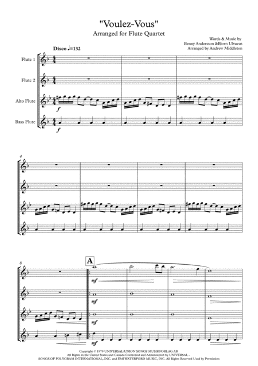 Voulez-vous Woodwind Quartet scores gallery preview page 3