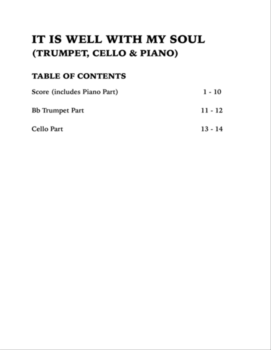 It Is Well With My Soul (Trio for Trumpet, Cello and Piano) Trumpet Trio scores gallery preview page 4