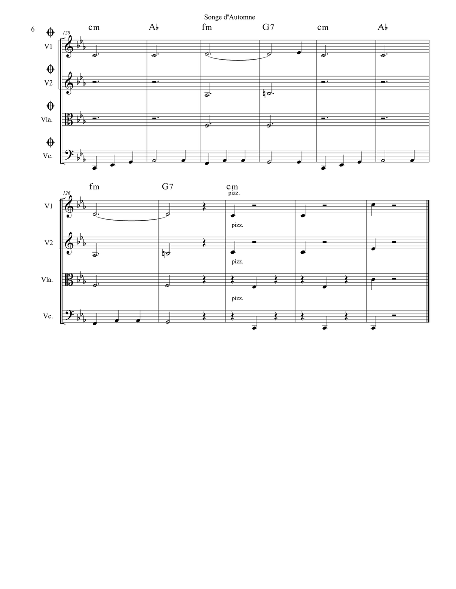 Songe d'Automne (Dream of Autumn) String Quartet scores gallery preview page 6