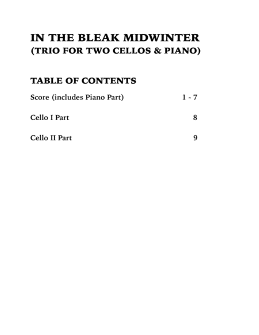In the Bleak Midwinter (Trio for Two Cellos and Piano) String Duet scores gallery preview page 4